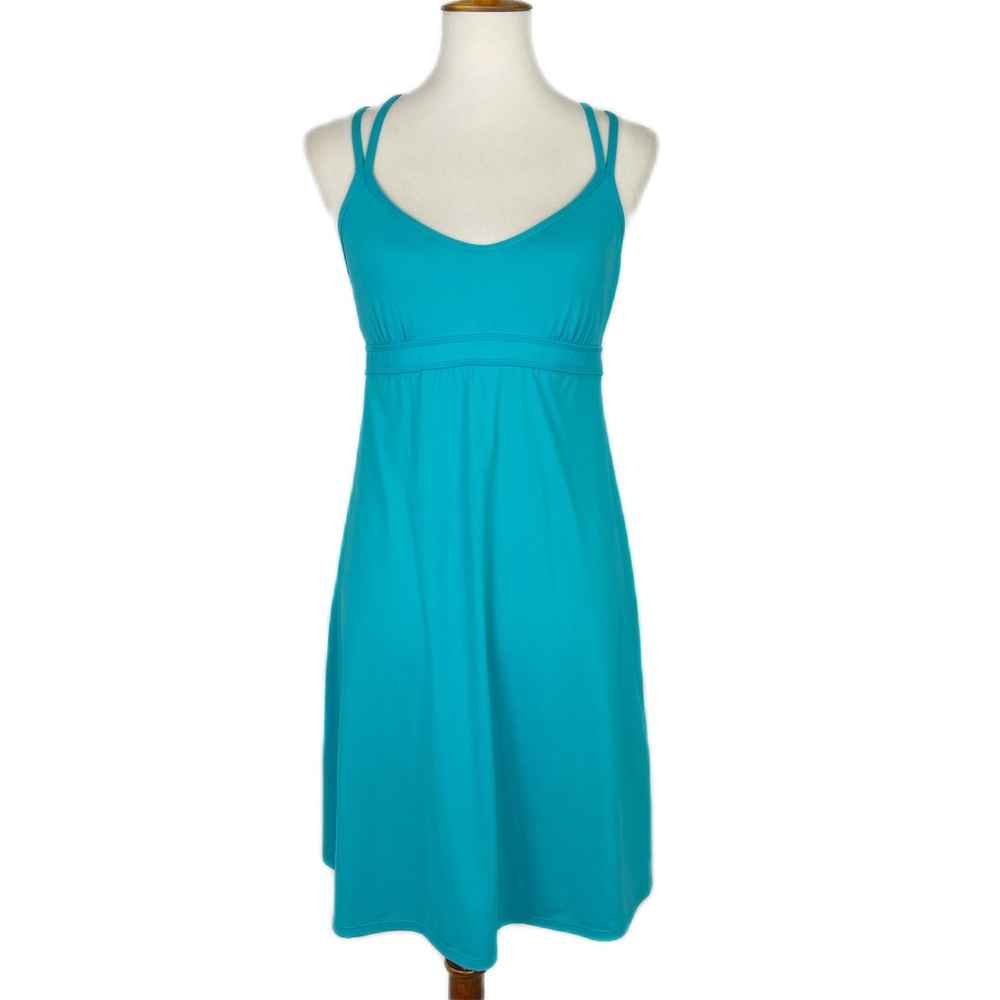 ATHLETA Turquoise Activewear Workout Fitness Dress With Built In Bra